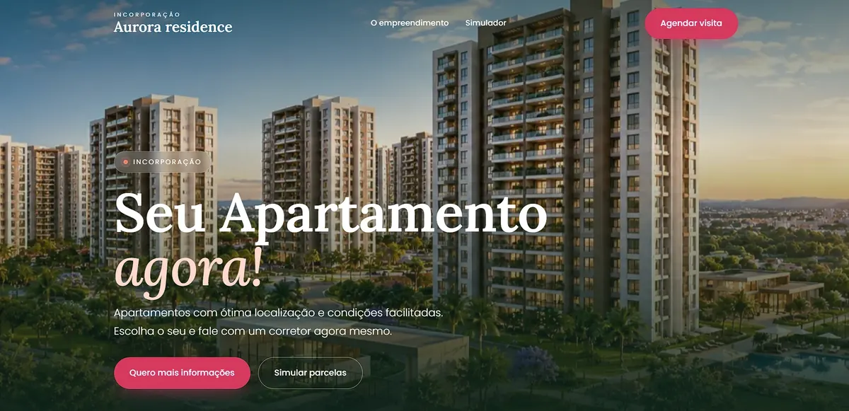 Modelo de página com foto de fundo e título em destaque